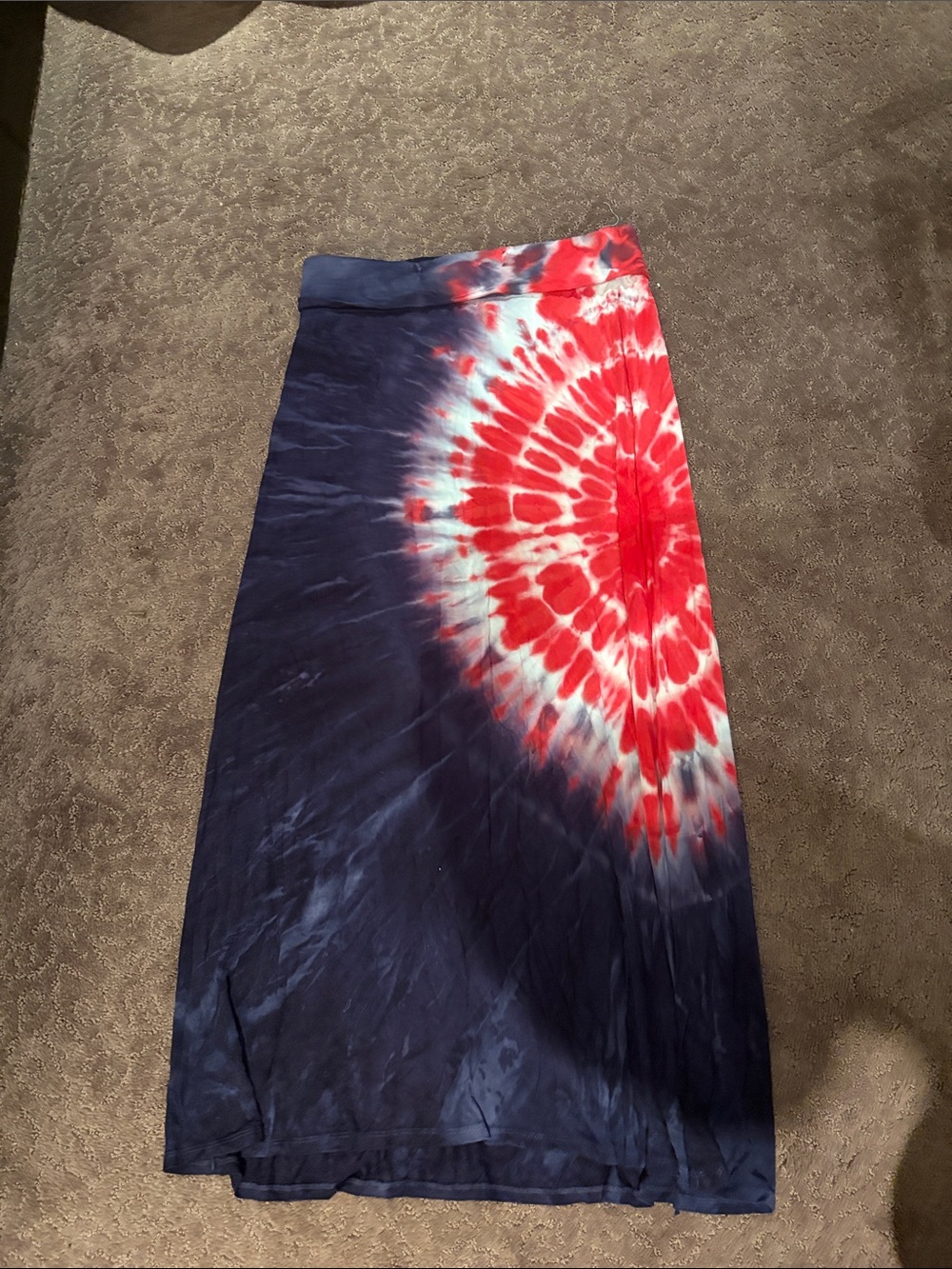 Justice Red, White & Navy Tie-Dye Midi Skirt